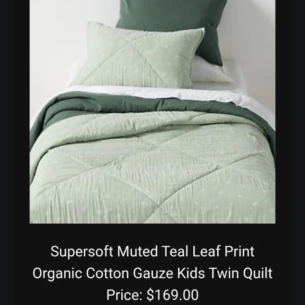 CRATE & BARREL Leaf Print Quilted Comforter, Pillow Sham, And Sheet Set NWOT